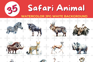 safari animal watercolor Jpg Backgro, an Animal Illustration by John_Walker