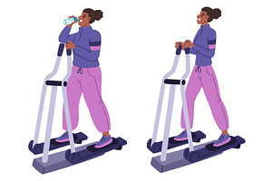 Fat and skinny woman exercising on, a Sport Illustration by Vectorbuum