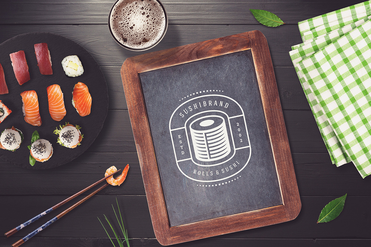 18 Sushi Bar Logos and Badges, a Branding & Logo Template by Vasya Kobelev (Photo 11 of 13)