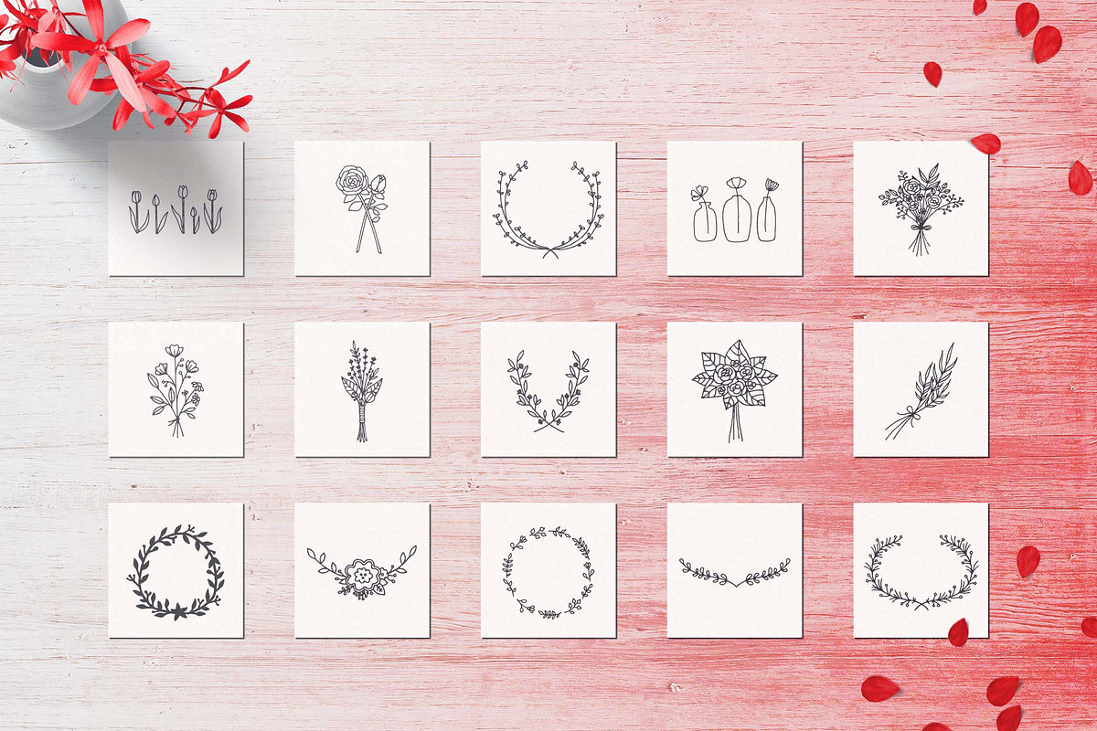 150 Hand Drawn Elements -Wedding-, a Decorative Illustration by Michael Rayback Design (Photo 5 of 11)