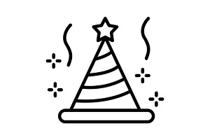 Party Hat Line Icon, an Icon by Pexelpy