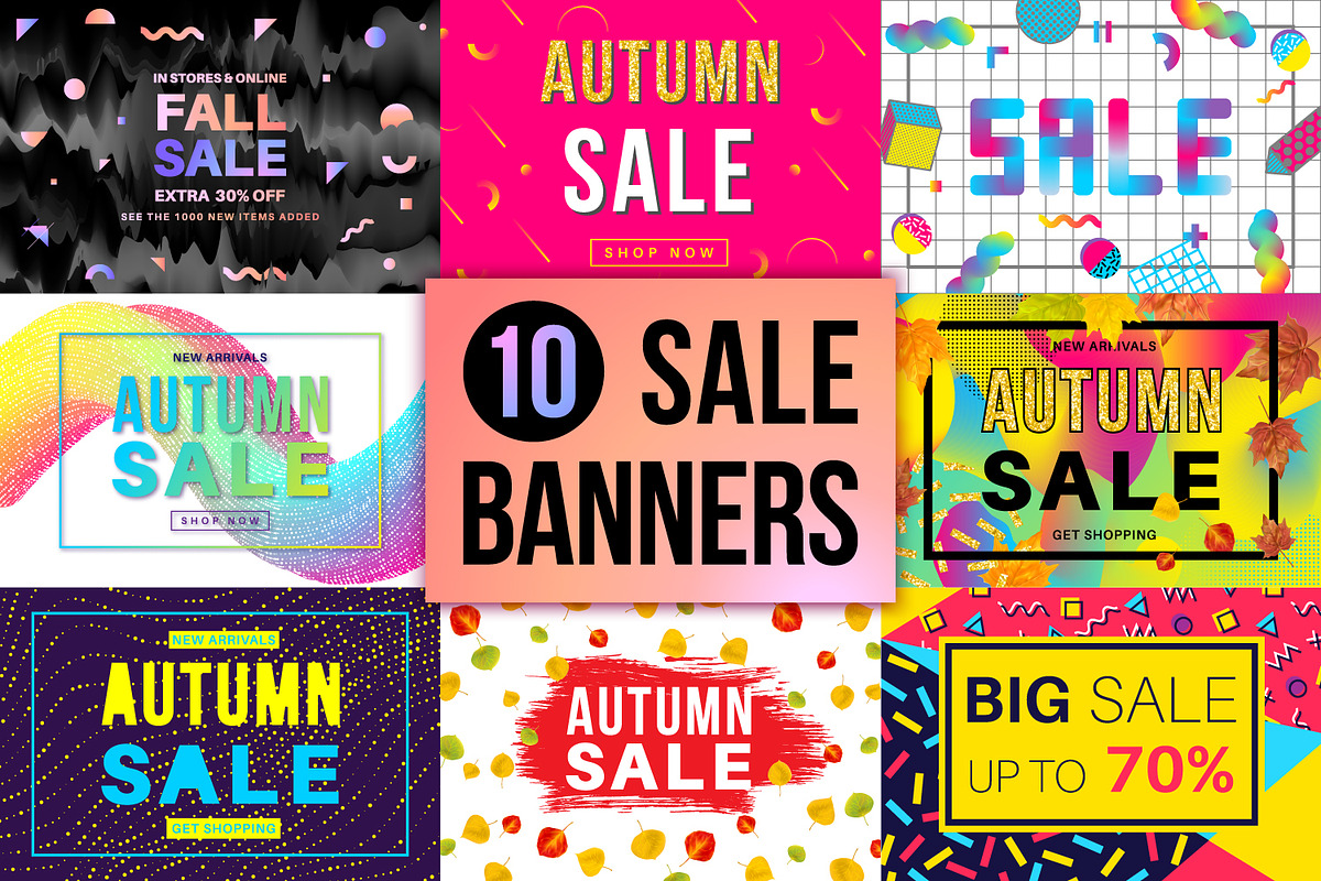 10 Autumn Sale Banners Set, an Education Illustration by Olha Kostiuk (Photo 1 of 10)