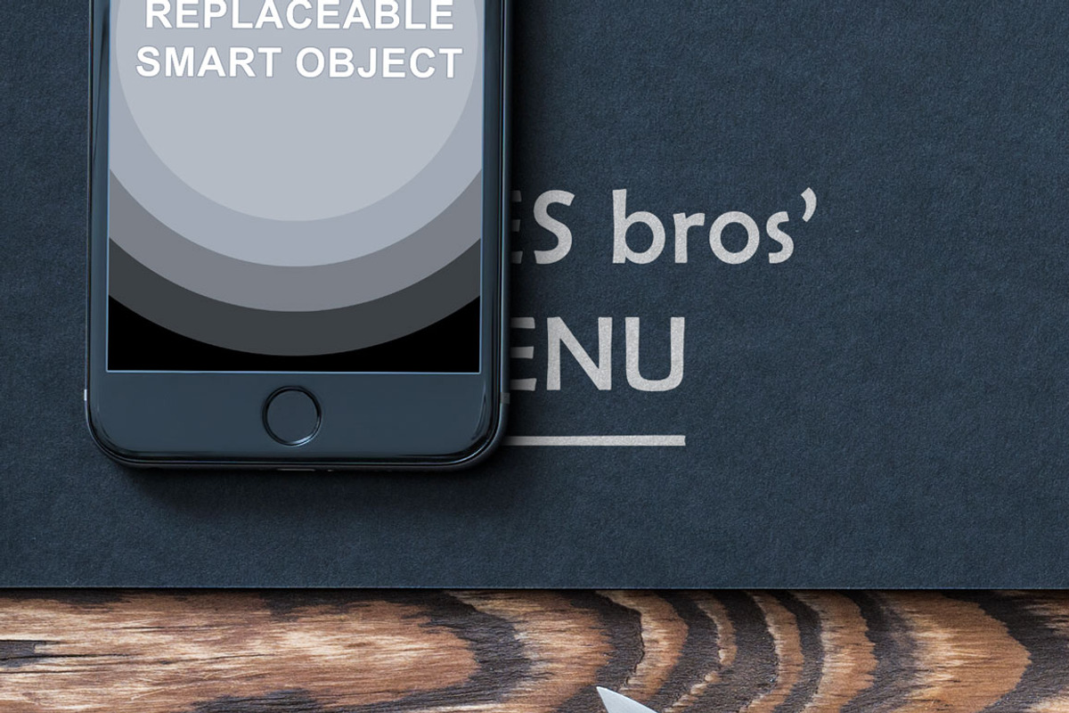 Black Cafe Menu Mockup (horizontal), an iPhone Mockup by mockupgeek (Photo 3 of 4)