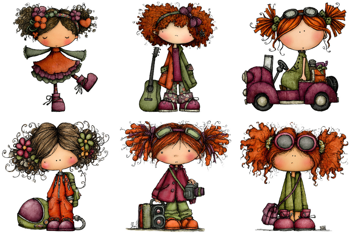 Retro Pop Girls Clipart Bundle, a Graphic by CitraGraphics (Photo 4 of 4)