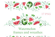 Watercolor Watermelon Frames PNG, a Food Illustration by Alena Kurian (Thumbnail 1 of 3)