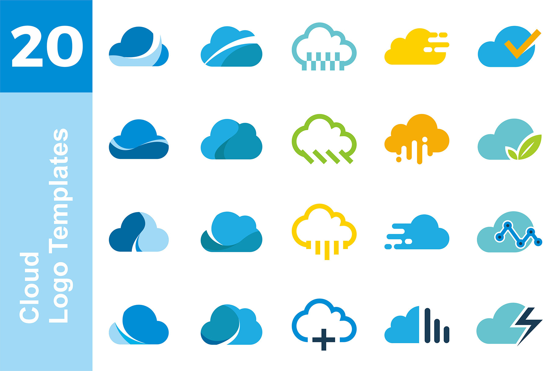 20 Logo Cloud Templates Bundle, a Branding & Logo Template by Friendesigns