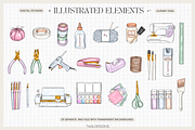 Craft Art Supplies Clip Art Elements, an Education Illustration by TWG Designs (Thumbnail 3 of 6)