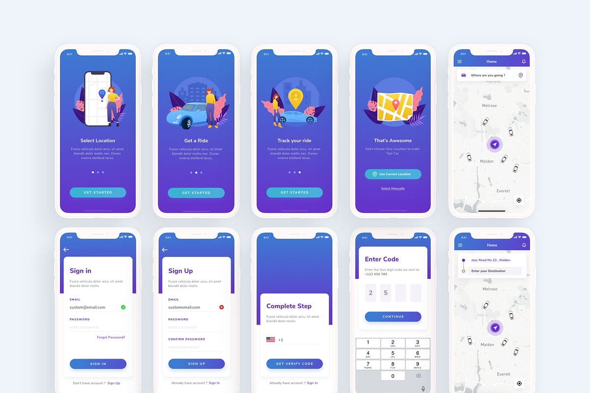 Ovlet - Taxi Mobile App UI Kit, an UI Kit Template by Masdika Studio (Photo 5 of 7)