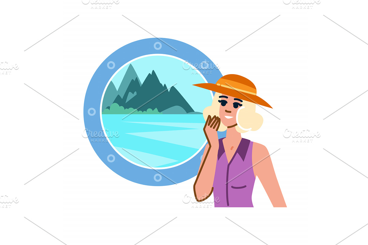Tourist enjoying seascape from boat, an Illustration by pikepicture