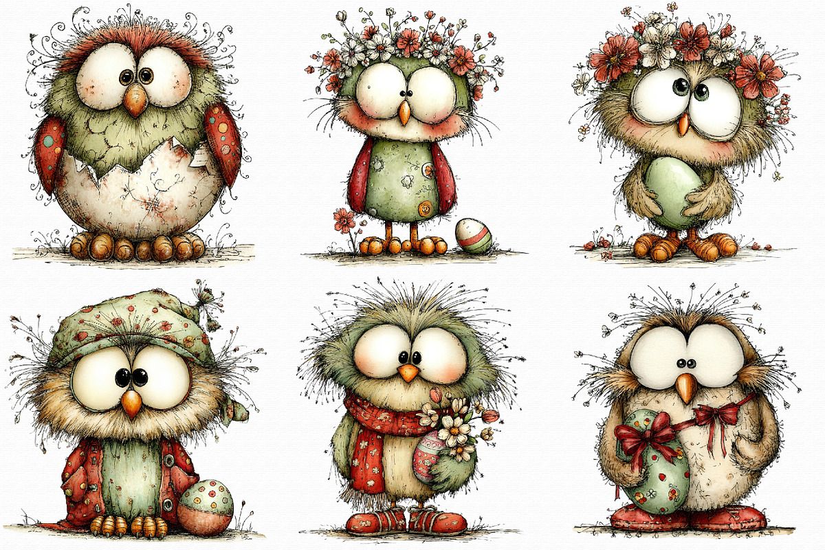 Whimsical Easter Owl Clipart, an Illustration by Libby Wishes (Photo 7 of 8)