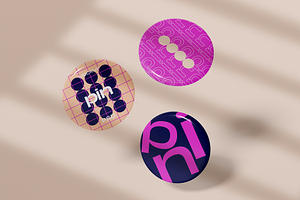 Three Metallic Pins Mockup