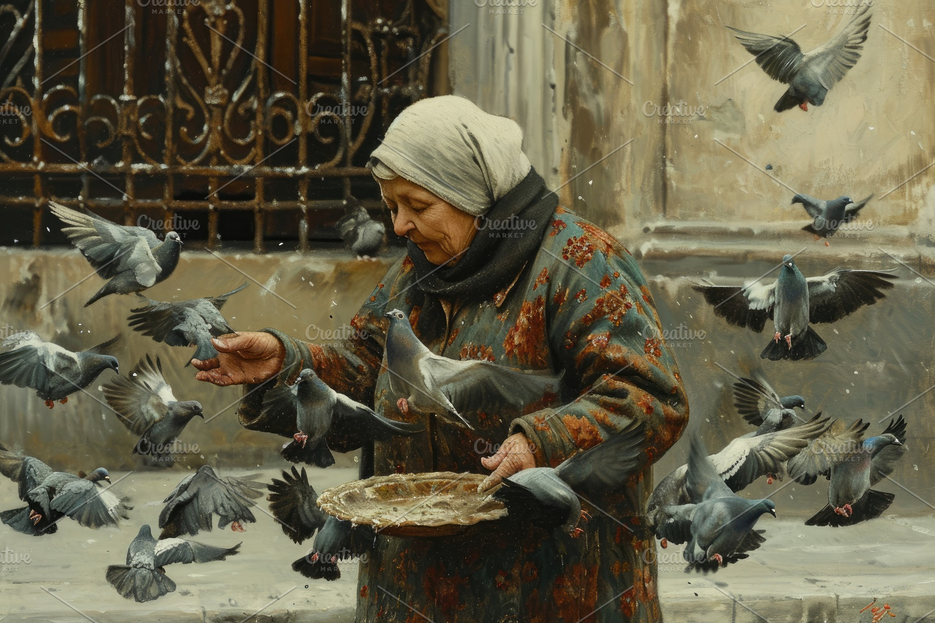 An artwork depicting a woman feeding, a Photo by Iftikhar Alam