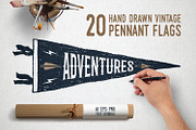 Pennant Flags. 20 Hand Drawn Badges, a Branding & Logo Template by Cosmic Store (Thumbnail 1 of 4)