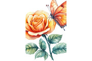 Watercolor Butterfly and Roses Clipa, an Illustration by DreamCafeArt (Thumbnail 6 of 6)