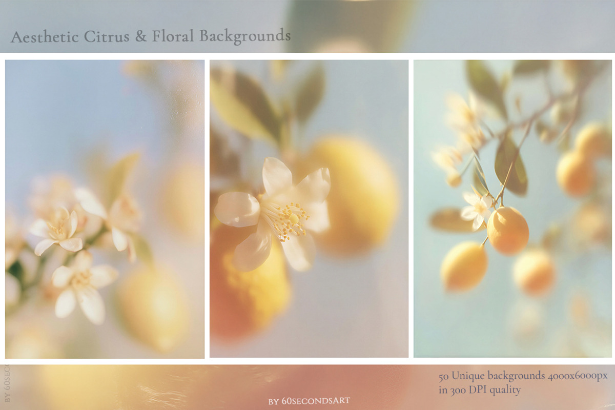 Mediterranean Blur lemon backgrounds, a Background Graphic by 60secondsArt (Photo 3 of 14)