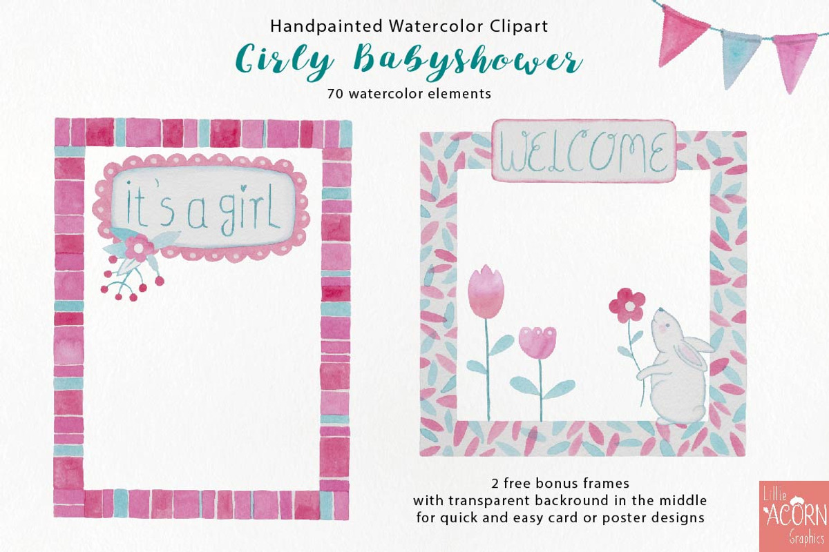 Girly Babyshower graphics pack, an Illustration by LittleAcornGraphics (Photo 8 of 13)