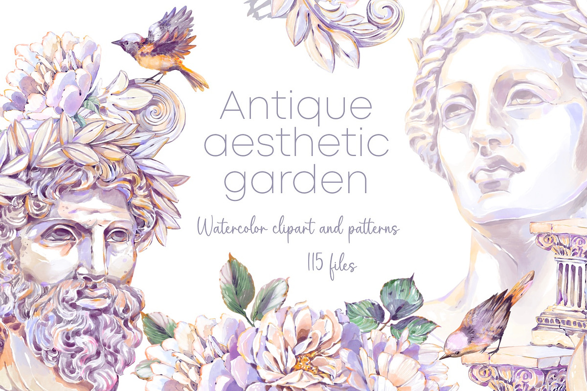 Antique Aesthetic Garden Watercolor, a Decorative Illustration by Shabbypie (Photo 1 of 15)