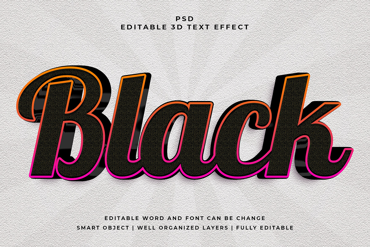 Black 3d Editable Text Effect Style, a Layer Style Add-On by designermdnazir