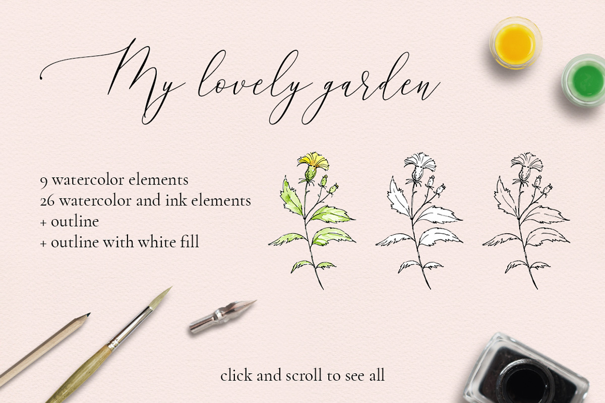 My lovely garden - watercolor & ink, a Decorative Illustration by long summer (Photo 4 of 5)
