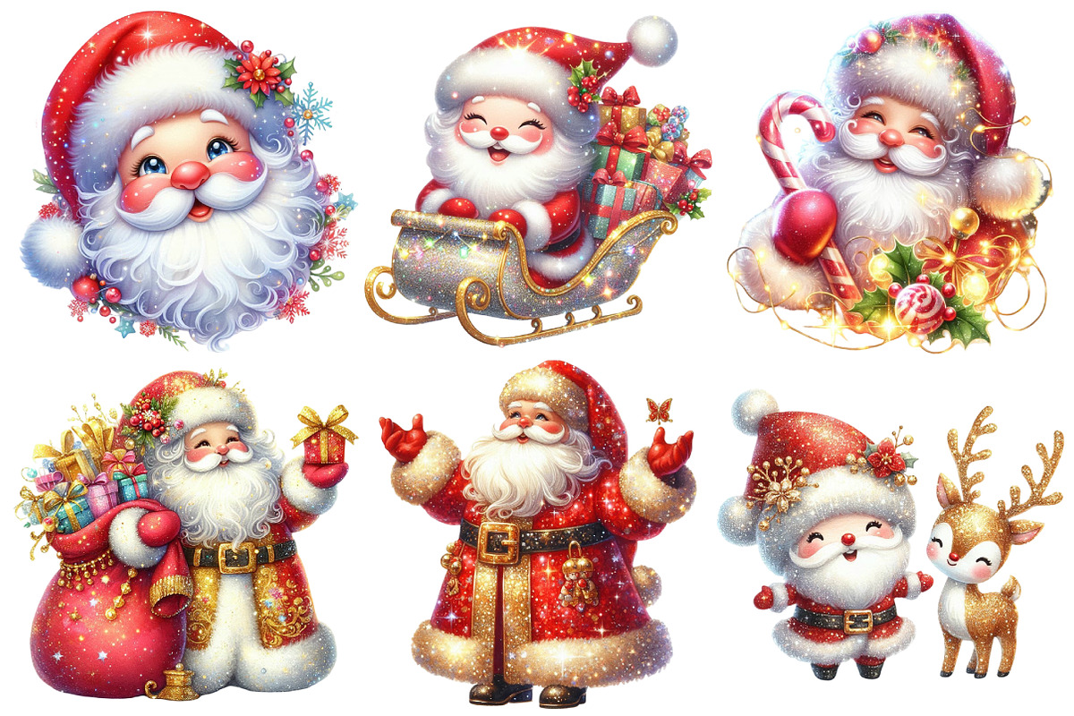 Glitter Christmas Santa Claus, an Illustration by Pixels.Craft (Photo 3 of 7)