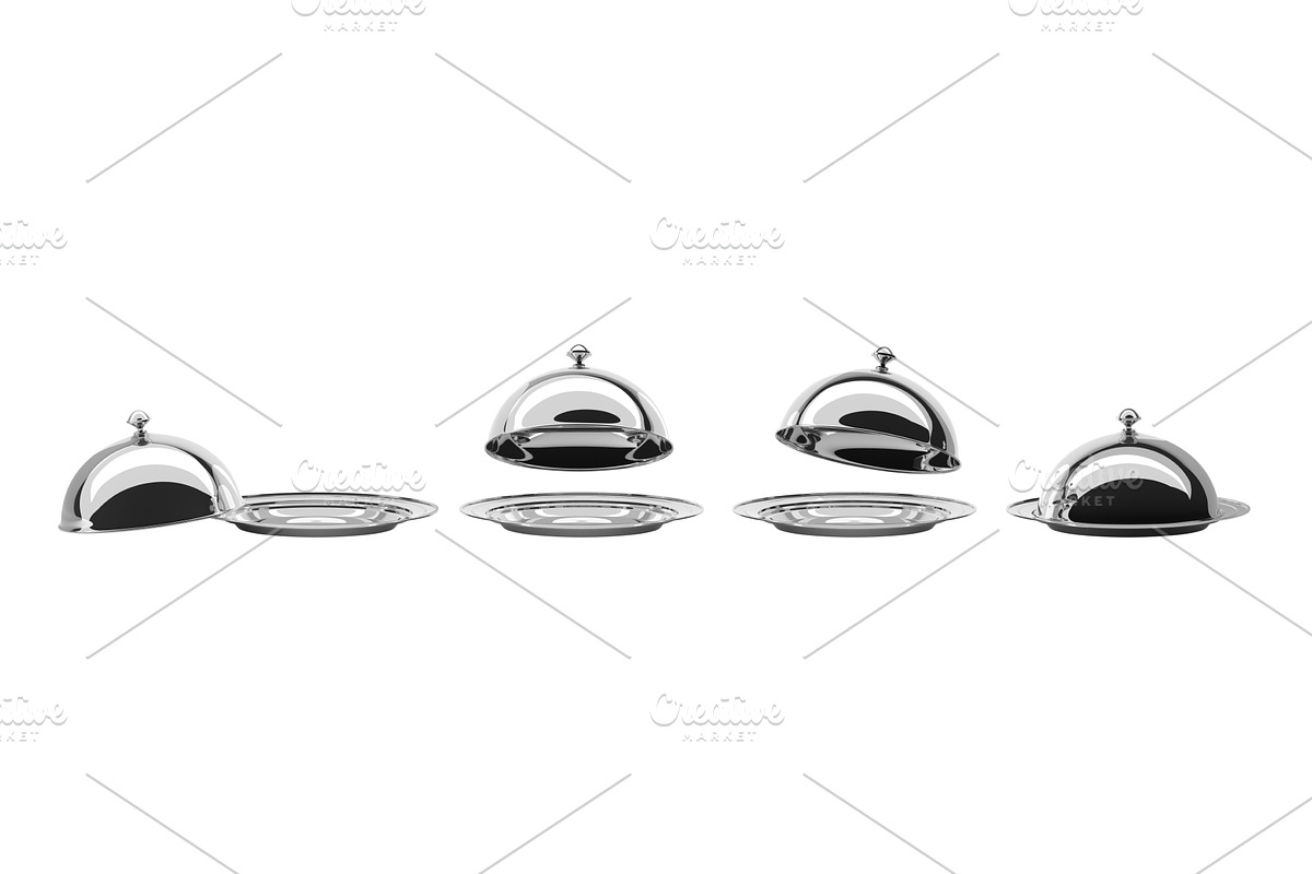 Silver tray with closed and open, a Food & Drink 3D Model by Marozhkastudio