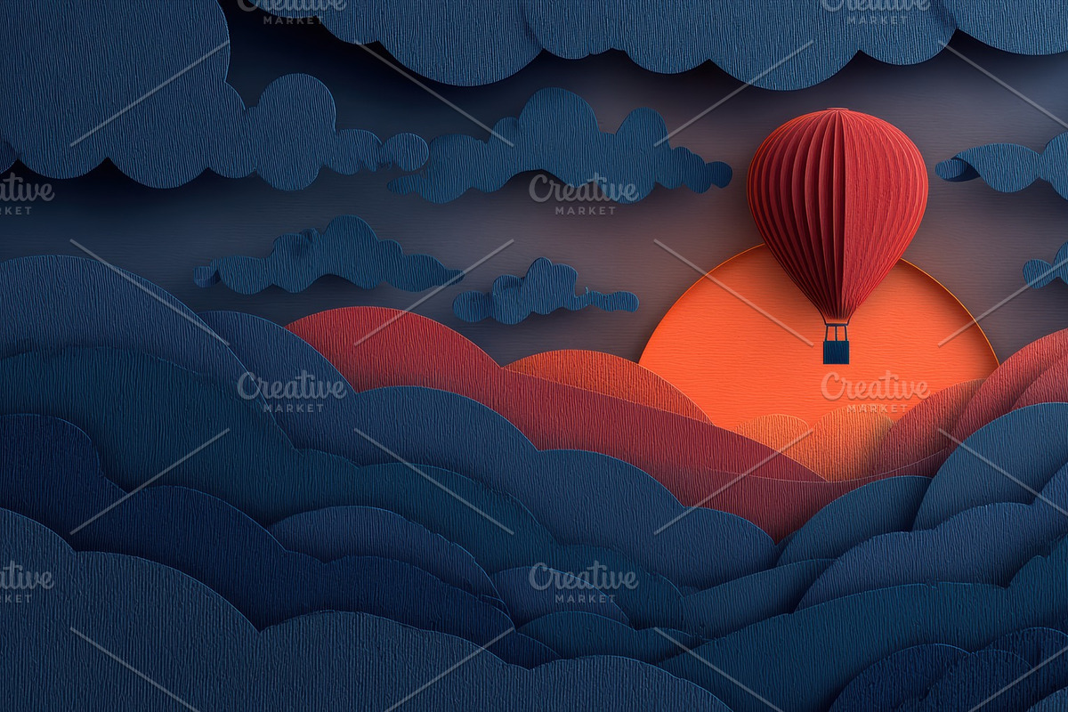 The Hot Air Balloon Papercraft, a Decorative Illustration by Virgo Studio