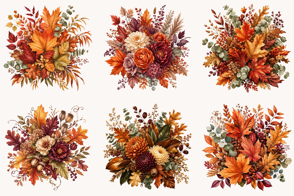 Watercolor Fall Leaves Clipart, a Seasonal Illustration by Designworld (Photo 3 of 4)
