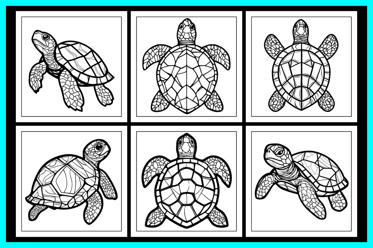Stained Glass Turtle Coloring Pages, an Animal Illustration by protabsorkar11 (Photo 4 of 5)