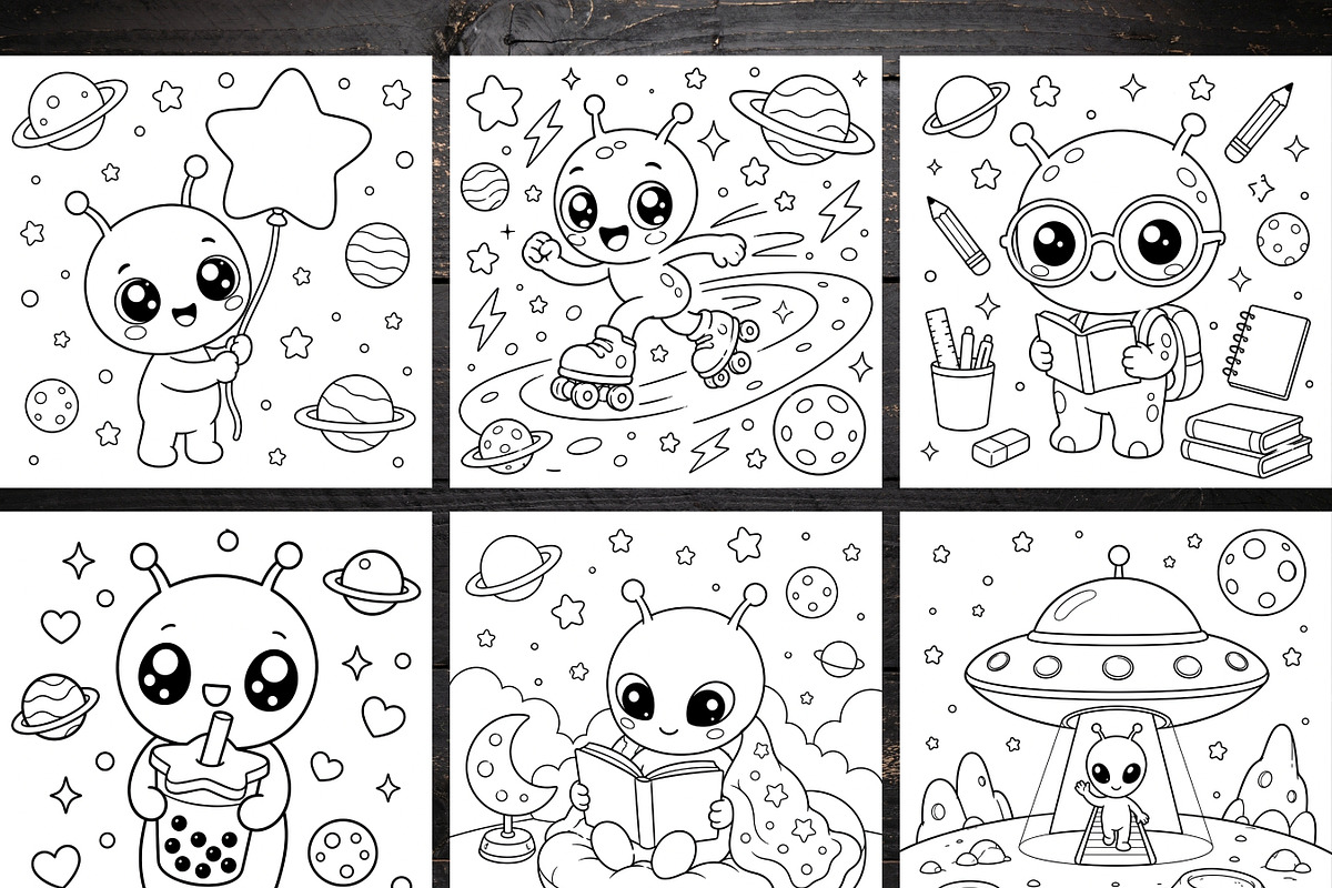 79 Printable Alien Coloring Pages, a Brochure Template by LA Design (Photo 4 of 10)