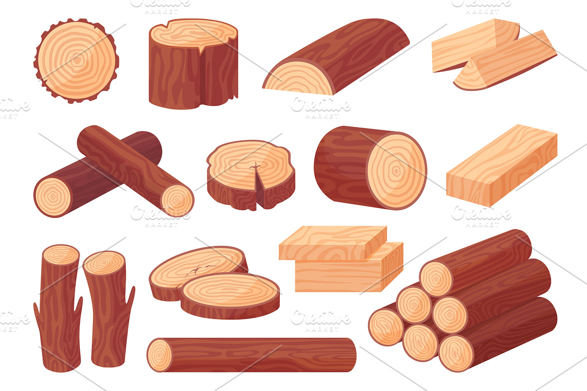 Cartoon wood logs. Timber stacks, a Graphic by Valerie Bodnar