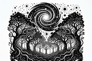 50 Mystical Galaxy Forest Silhouette, a Technology Illustration by Amazin_art (Thumbnail 28 of 41)