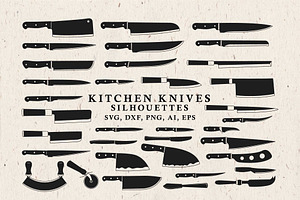 Kitchen Knives Silhouettes in Vector, an Illustration by Seaquint