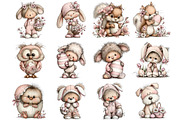Whimsical Easter Animals Clipart, an Illustration by DreamArtGraphic (Thumbnail 3 of 4)