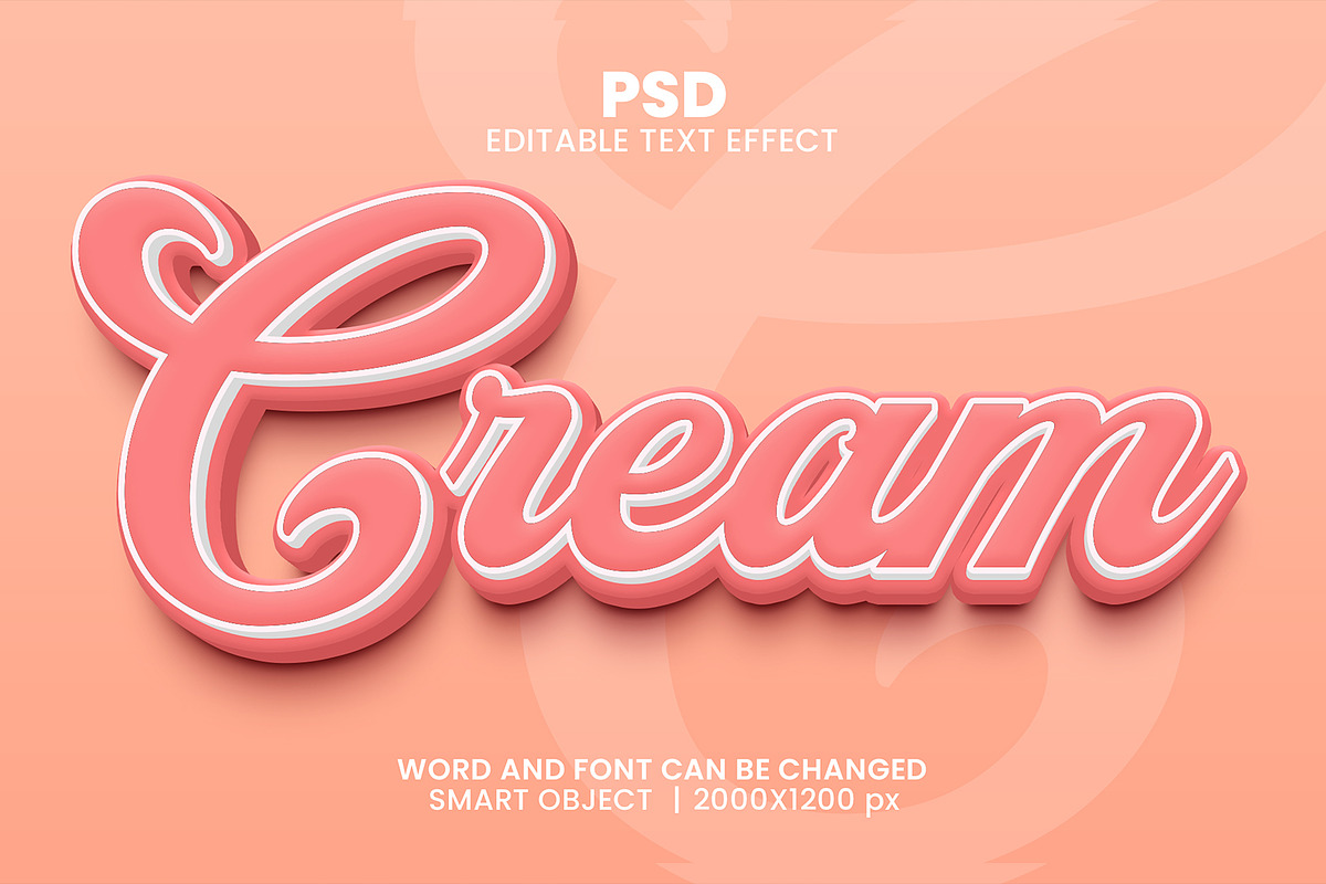 Cream 3d Editable Psd Text Effect, a Layer Style Add-On by bdrobin ...