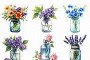 Watercolor Flower Jar Clipart Bundle, an Illustration by Craft Nest (Thumbnail 4 of 6)
