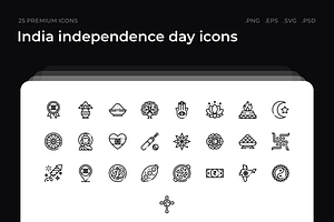 India independence day icons, an Outline Icon by Wencory