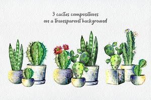 Happy CACTI Watercolor Clipart