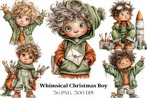 Whimsical Christmas Boy Clipart, an Illustration by CraftArtStudio