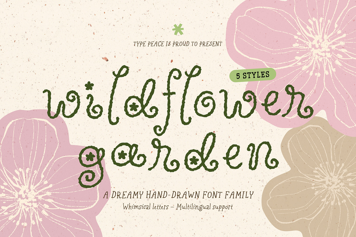 Wildflower Garden | Whimsical Font, a Handwritten Font by type peace (Photo 1 of 14)