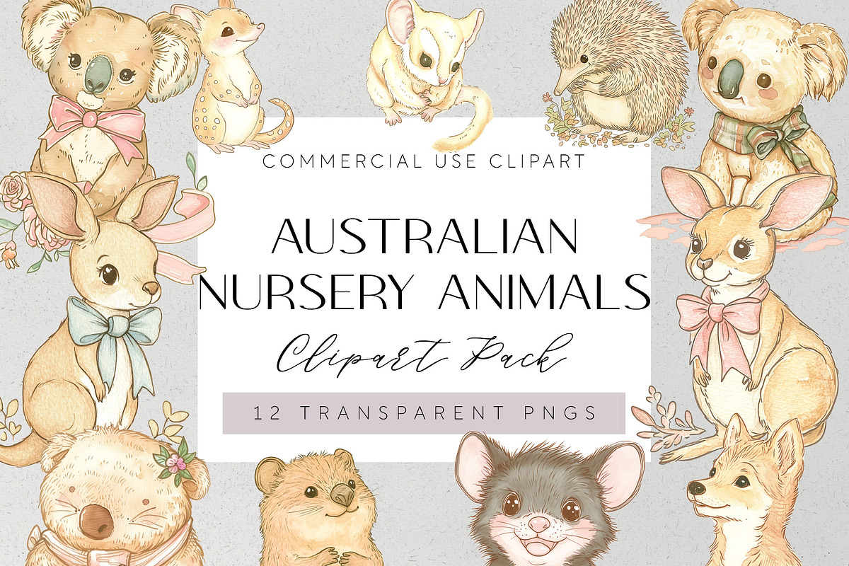 Australian Animal Nursery Clipart, an Animal Illustration by Pawcasso's Portraits (Photo 1 of 6)