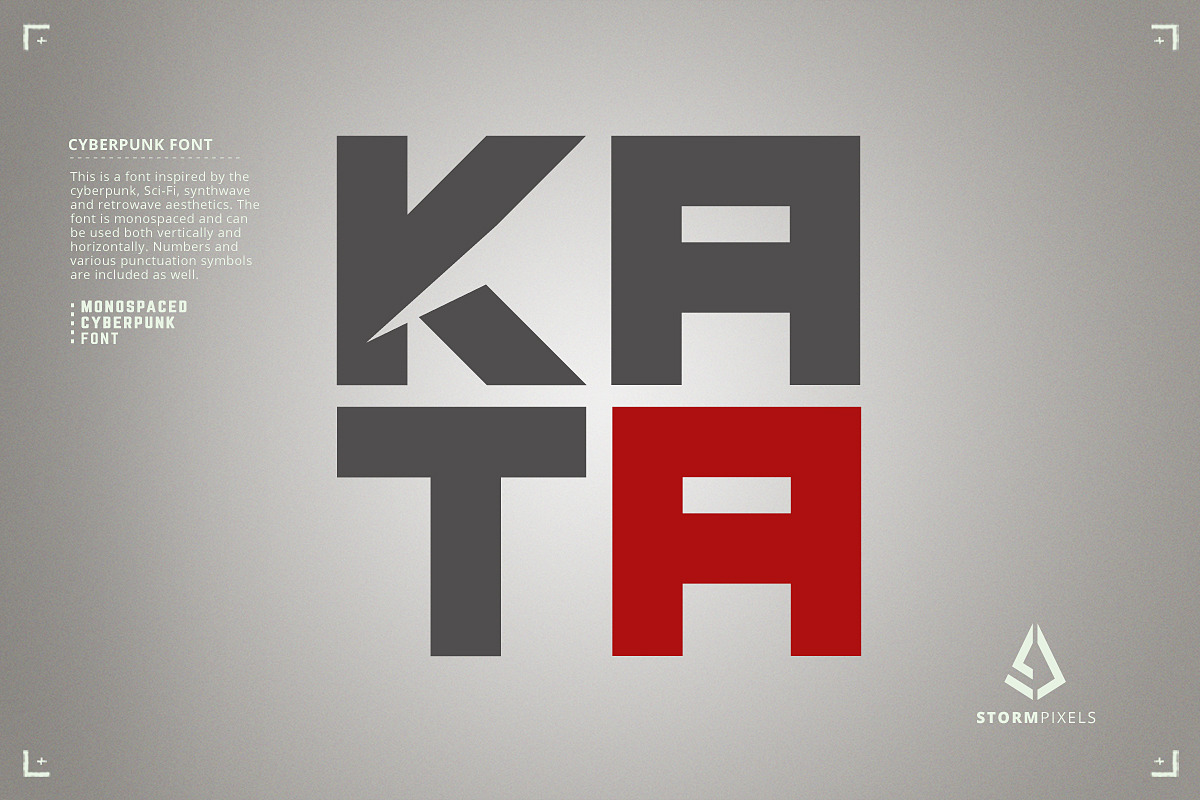 KATA Cyberpunk Retro Monospaced Font, a Sans Serif Font by Storm Pixels