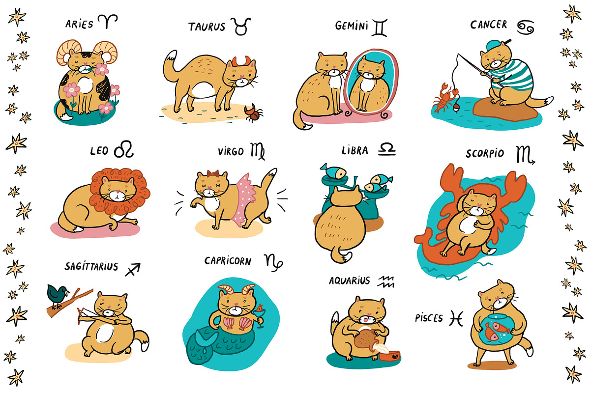 Zodiac Cats, an Animal Illustration by GooseFrol (Photo 1 of 8)