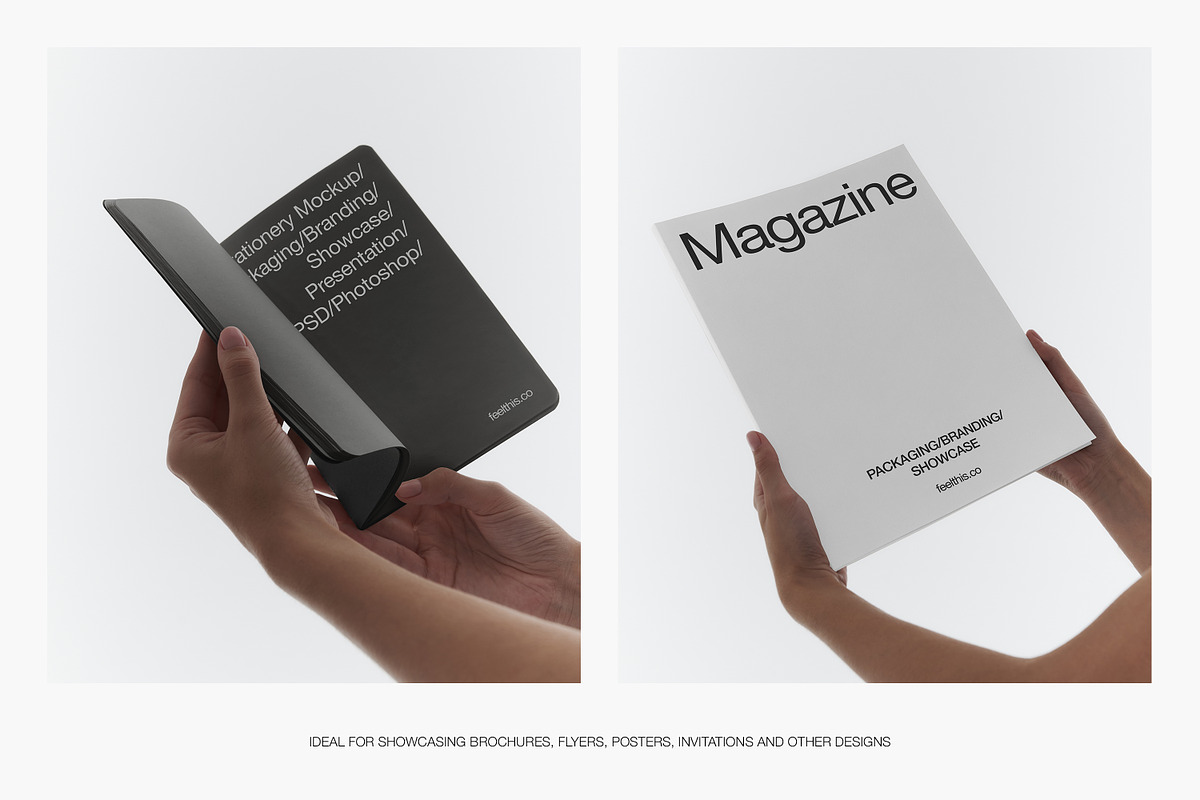 Stationery in Hands Mockups, a Books & Magazine Mockup by Feel This (Photo 8 of 9)