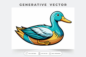 A vibrant duck rests harmoniously by, a Graphic by Iftikhar Alam