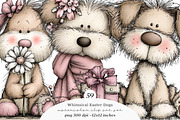 Whimsical easter dogs clipart, an Illustration by SinaCreation (Thumbnail 1 of 11)
