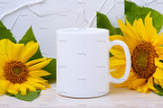 Coffee mug mockup with sunflowers, a Cups & Container Mockup by TasiPas (Thumbnail 3 of 4)