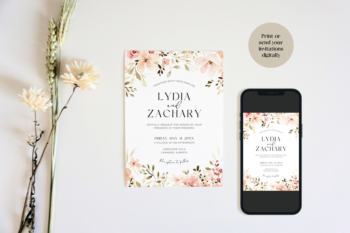 Wildflower Wedding Invite Template, an Invitation Template by Cottontail Paper Shop (Photo 3 of 7)