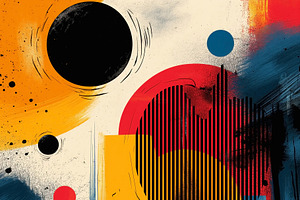Abstract illustration featuring vibrant geometric shapes and bol, a Decorative Illustration by ImageMir