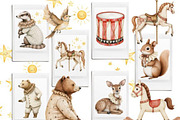 Watercolor Cute Circus Party, an Animal Illustration by JackArt (Thumbnail 2 of 6)