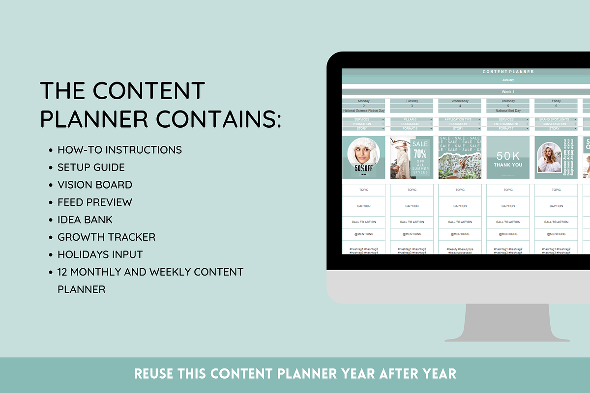 Content Calendar Google Sheets, a Marketing Template by SunshineStudioBoutique (Photo 2 of 9)